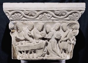 Scene dalla morte di San Giovanni Battista, rilievo da un capitello