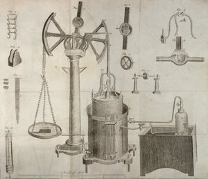 Attrezzatura scientifica, da Gli Elementi di Chimica di Antoine Laurent de Lavoisier (1743-94) inciso da D. Lizars, 1796