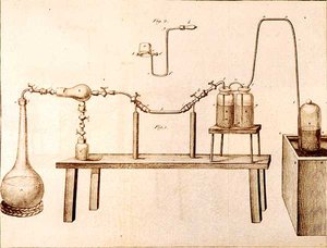 Attrezzatura scientifica, da Gli elementi della chimica di Antoine Laurent de Lavoisier, inciso da D.Lizars
