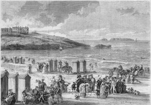 Bagno marino: ultimi bagnanti sulla spiaggia di Dinard, Ile et Vilaine (35) da French School