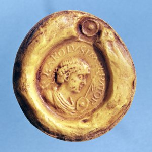 Sigillo di Carlo III (839-888) il Grosso, Re di Francia e Imperatore del Sacro Romano Impero, IX secolo da French School