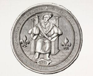 Sigillo del Re della Basoche, il capo della corporazione dei cancellieri del sistema giudiziario di Parigi, da Les Arts au Moyen Age, pubblicato nel 1873 da French School