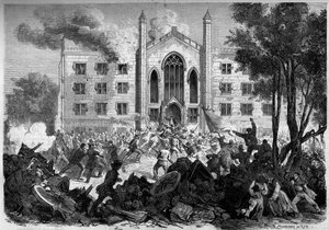 Guerra di secessione o guerra civile americana (1861-1865) - New York - luglio 1863: opposizione alla coscrizione, gli insorti incendiano l
