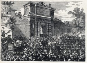 Seconda coalizione: la Battaglia di Hohenlinden (vicino a Monaco di Baviera, Germania) il 12 Frimaio anno IX (3 dicembre 1800) tra le truppe francesi del Generale Jean Victor (Jean-Victor) Moreau e le forze austriache e bavaresi comandate dall