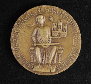 Secondo sigillo di Raimondo VII (1197-1249) di Tolosa (cera) da French School