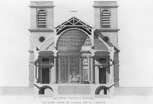 Seconda sezione trasversale della chiesa Saint-Philippe-du-Roule, Parigi da French School