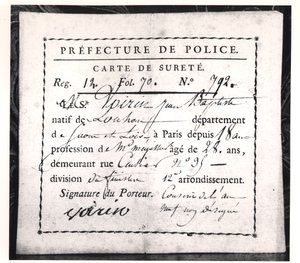 Carta di sicurezza, 1808 da French School