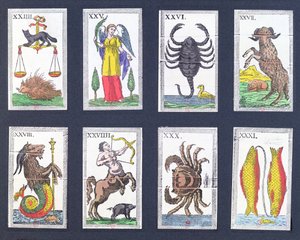 Selezione di carte dei tarocchi astrologici da French School