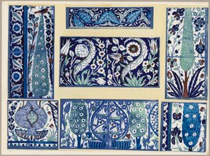 Sette motivi di terracotta, Damasco, XVI e XVII secolo (litografia a colori)