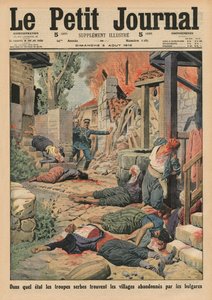 Truppe serbe che arrivano nei villaggi abbandonati dai bulgari, illustrazione di copertina da 