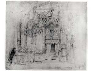 Scenografia per la prima produzione di Angelo, tiranno di Padova di Victor Hugo, 1835 da French School