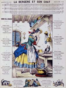 Spartito per canzone popolare: la bergère et son chat - immagine di Epinal da French School