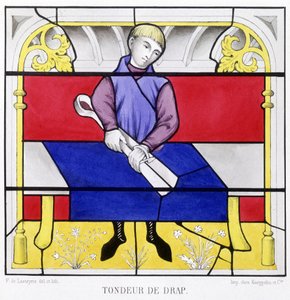 Fabbricante di fogli. Fac simile di una vetrata del Medioevo in "Histoire de la peinture sur verre" di Ferdinand de Lasteyrie