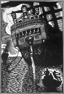 Nave. Illustrazione del romanzo "A bord de l