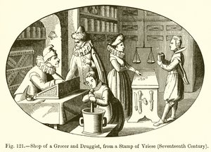 Negozio di un droghiere e farmacista da French School