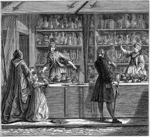 Bottega di un lattoniere nel XVIII secolo