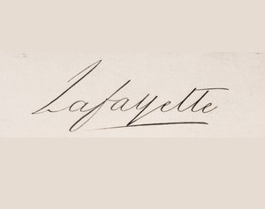 Firma di Marie-Joseph-Paul-Yves-Roch-Gilbert du Motier, Marchese di Lafayette da French School