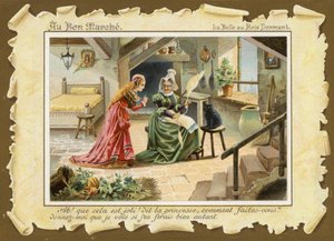 La bella addormentata, con la vecchia donna da French School