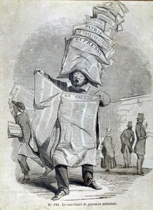 Piccolo mestiere parigino: il mercante o venditore di giornali ambulanti. da French School