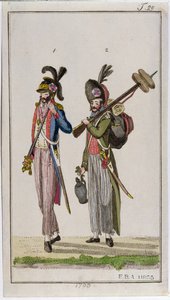 Soldati della Rivoluzione Francese con baionette nel 1793 da French School