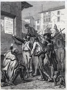 Soldati, i vostri bisogni sono grandi: soldati francesi leggono il proclama del Generale Bonaparte nel novembre 1799 - Incisione del 1865 in "Histoire du Consulat et de l