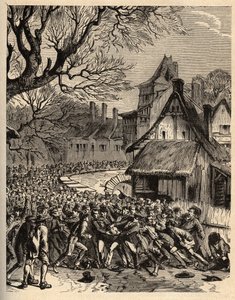 Gioco della soule (antenato del calcio) - (Francia) - Le jeu de la soule en Basse Normandie (Antenato presunto del calcio e del rugby) - incisione in "PATRIE DE LA FRANCE IN 6 VOLUMES BY LUCIEN HUARD - fine XIX secolo
