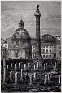Piazza e Colonna di Traiano (Colonna Traiana) e Basilica Ulpia (viaggio di Francis Wey nel 1864-1868) - in "Tour du Monde" 2a settimana 1869