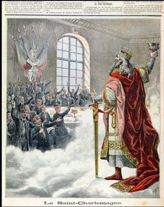 San Carlo Magno, patrono degli scolari, da Le Petit Journal Illustré, 1892 da French School
