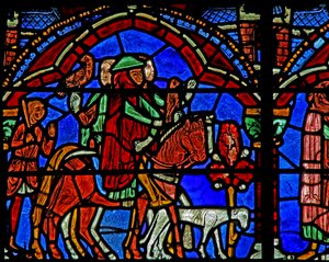 Vetrata di San Cheron: il cavallo del principe e il suo seguito da French School