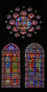 San Cosma, San Damiano, San Gervasio e Proteo; donatori sacerdoti; la Vergine e il Bambino sopra da French School