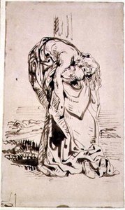 San Francesco che sostiene il Cristo crocifisso da French School
