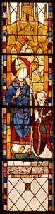 San Nicola con un donatore, dalla Cappella di San Nicola, Scuola Normanna, 1370 da French School