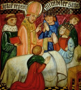 San Sulpicio compie un miracolo curando il re Clotario (m.629) da French School