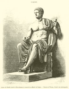 Statua di Claudio trovata a Ercolano e conservata nel Museo di Napoli da French School