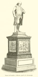 Statua di Franklin, a Boston (incisione) da French School