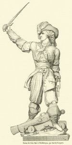 Statua di Jean Bart a Dunkerque (incisione) da French School