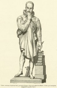 Statua in bronzo di Ambroise Paré (incisione) da French School