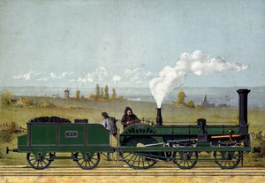 Locomotiva a vapore sulla ferrovia di Strasburgo, 1852 da French School