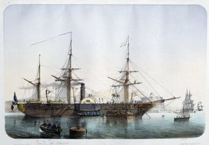 Fregata a vapore nel porto di Tolone, circa 1850 da French School
