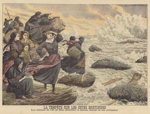 Tempeste sulla costa della Bretagna da French School