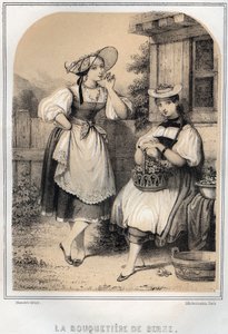 Costumi svizzeri - Stambecco di Berna - Incisione in 