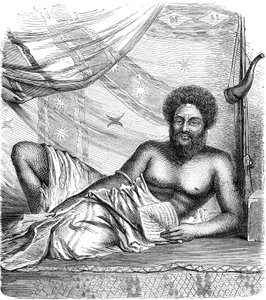 Thakombau, Re delle Isole Viti (Fiji), Oceano Pacifico. Incisione 1885 da French School