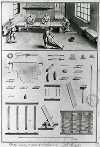 Conciatori, dalle Descrizioni di arti e mestieri di Denis Diderot (1713-84), pubblicato c.1770 (foto in bianco e nero) da French School