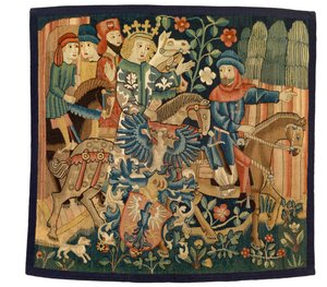 Arazzo con La Regina di Francia e il Maresciallo Sleale, illustrando il poema medio alto tedesco 