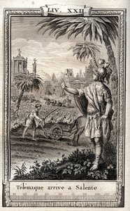 Telemaco ritorna a Salento - incisione del 1798 da "Les Aventures de Télémaque, fils d