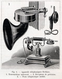 Apparato telefonico - Sistema Berliner - incisione in 
