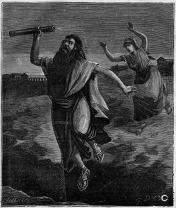 Talete di Mileto matematico e filosofo greco (625 a.C. - 546 a.C.): "Non vide una fossa aperta sotto i suoi piedi e si lasciò cadere" da French School