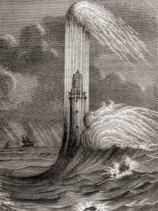Il faro di Eddystone del XVIII secolo, costruito da John Rudyard, Eddystone Rocks, vicino a Rame Head, Inghilterra, da 