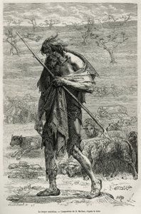 Il pastore australiano, inciso da un disegno di D.Maillart, per illustrare la storia sei mesi in Australia, di Desire Charnay, una missione assegnata dal Ministero dell