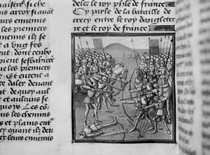 La battaglia di Crecy nel 1346 dalle Cronache di Froissart da French School